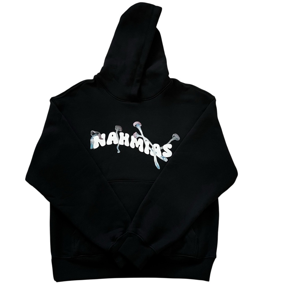 Nahmias Mushroom Psychedelic Hoodie Black NWT Unisex XS Made in USA Graphic